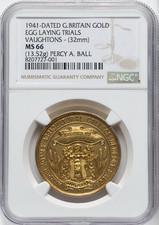 1946 Great Britain Egg Laying Trials Vaughtons Gold Medal NGC MS66