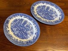 2 Vintage Oval Churchill Blue & White Serving Plates