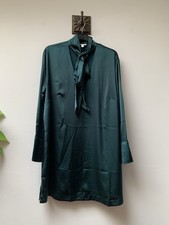H&M Dark Green Satin Dress XL
