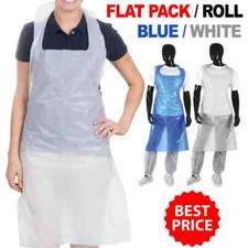 Disposable PPE Polythene Plastic White / Blue Aprons Waterproof Safety Cover All