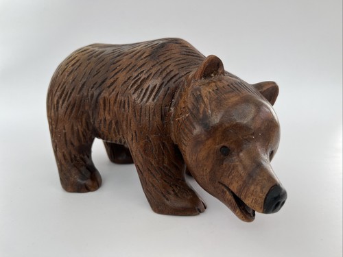 Carved wooden bear - wooden,