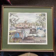 John H Instance Watercolor Print #W29  ‘Storm Front’ Signed & Framed 14”/12”