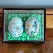 Vintage Chinese Painted Egg x2