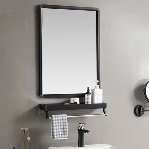Black metal bathroom mirror - black,