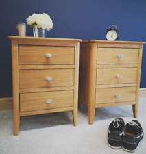 Matching Pair Retro Oak Small Bedside Tables / Set of 2 Bedroom Cabinets Units
