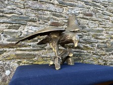 Large Solid Brass Antique Eagle Figurine Statue