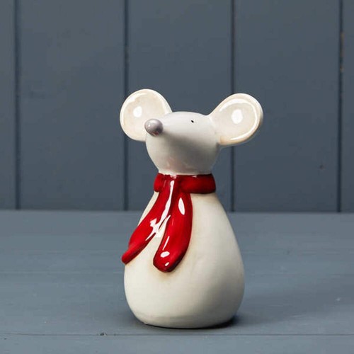 Ceramic mouse with - red, scarf