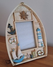 RESIN 3D 9" NAUTICAL THEMED BOAT SHAPED PICTURE PHOTO FRAME 3" X 5"