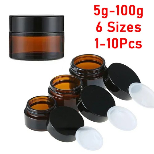 Glass amber cosmetic cream - glass,
