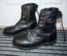 BKS Motorcycle boots. Size 12uk. Black Leather. Zip & Lace Up. Biker Boots
