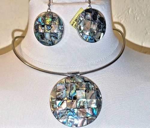 Abalone and silver torque - and,