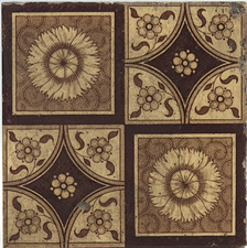Antique Fireplace Tile Transfer Printed Floral by Minton China Works C1890