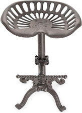 Rustic Industrial Bar Stool, Cast Iron Farmhouse Tractor Seat, 26 to 32 Inch Adj