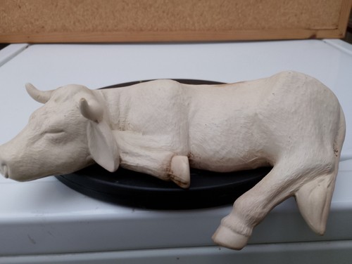 Unpainted ceramic bisque cow - unpainted,