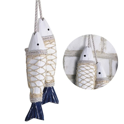 Wood fish pendant - fish, white