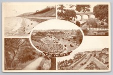 Old Colwyn Wales Multi-View Beach Fairy Glen Valentine's Postcard c1920s