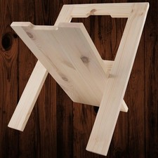 Foldable Wooden Magazine Newspaper Rack Unpainted Holder Standing Organiser