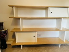 OEUF NYC MINI LIBRARY SHELVING UNIT - WHITE & BIRCH KIDS ROOM BOOKSHELF TOYS