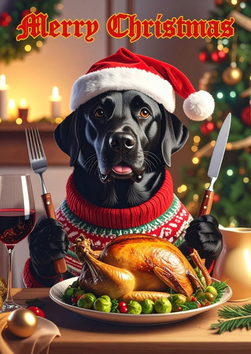 Black labrador dog christmas - black,