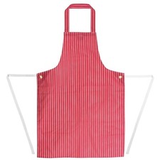 Waterproof Apron Nylon Bib Red White Stripe Kitchen Washing Up 711mm x 1016mm L