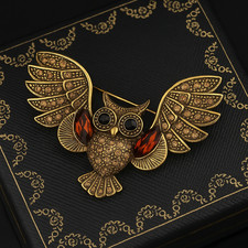 Vintage Owl Brooch Pin Bronze