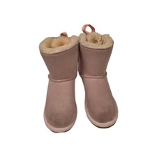 UGG Mini Bailey Bow Satin Shell Pink Suede Sheepskin Boots. Women's size 4 