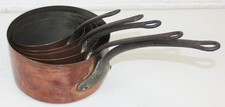 Set of 5 French Style  graduated copper saucepans