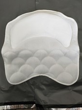 Luxury Spa Bath Pillow White – Soft Foam Headrest Suction Grip
