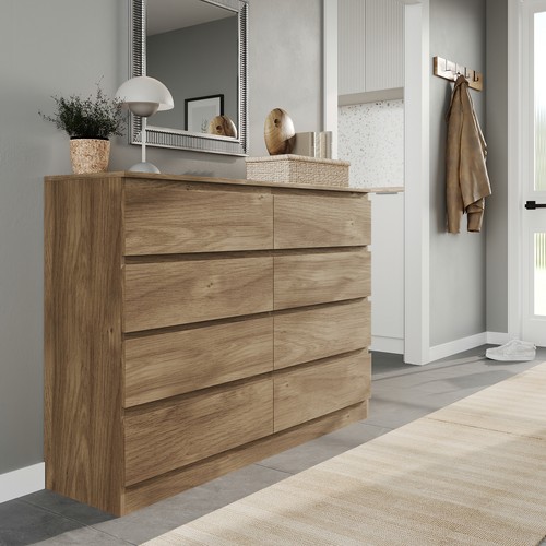 Wide wooden chest drawers - wooden, 8