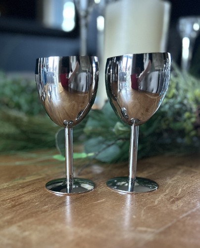 Pair metal drinking goblets - of,