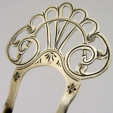 PRETTY ENGLISH STERLING SILVER ART NOUVEAU HAIR SLIDE COMB 1904 ANTIQUE WEDDING
