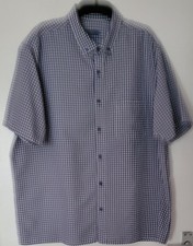 Cotton Traders Men's Navy & White Checked Short Sleeve Shirt Size XL