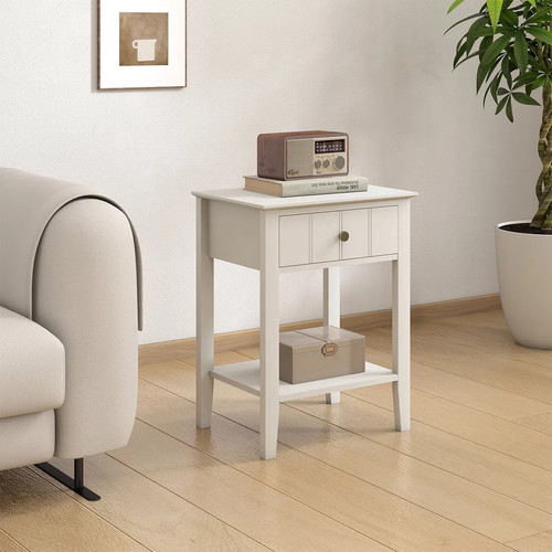 Ivory one drawer bedside table - ivory,
