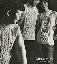 #238 FAMILY ARAN CABLE SWEATERS 26-44" VINTAGE KNITTING PATTERN COPY