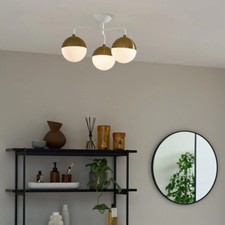 Made.com Siren Bathroom 3-light Ceiling Pendant - White & Brushed Brass RRP £110