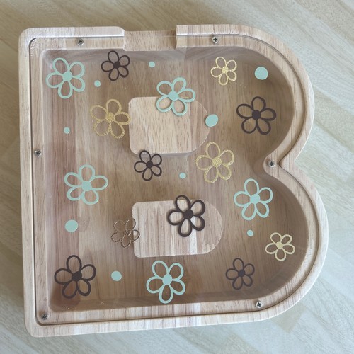 Wooden money box initial - wooden,