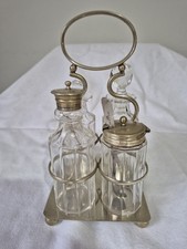 Vintage Epns & Glass  4 Peice Condiment Set With Stand Retro Original Style 