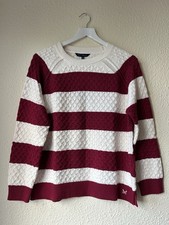 New Ex Crew Red & Cream Striped Textured Jumper 8-18