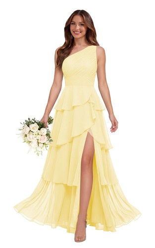 One shoulder tiered chiffon - tiered,