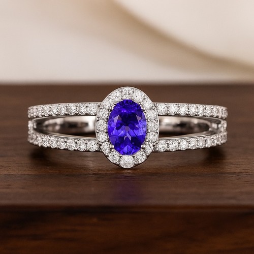 Halo tanzanite with diamond - halo,