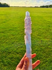 Magical Love & Self-love Healing Selenite Wand with Rose Quartz:...
