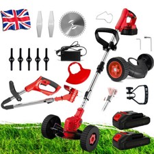 Cordless Strimmer Grass Trimmer Cutter Garden Lawn Edger +2 Battery with wheels