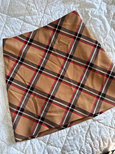 Beige plaid mini skirt - plaid,