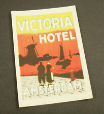 vintage original ~ VICTORIA HOTEL Amsterdam ~ LUGGAGE LABEL for steamer trunk