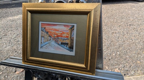 Framed watercolour the old - framed,