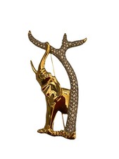 Swarovski 1993 Gold tone Elephant With Rhinestone Tree Brooch Ltd Edition Box