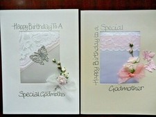 Handmade card, Happy Birthday Godmother. Luxury Card 8" x 6 Godmother card