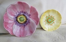 2 x Vintage Carlton Ware Dishes Poppy Flowers 3D effect round Australian design
