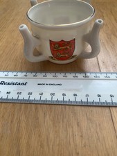 W H Goss Crested China Bristol Cider Puzzle Cup Clifton College + 4 x crests