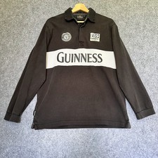Genuine Guinness 2k Men's Long Sleeve Rugby Shirt Black White 1759 Size M